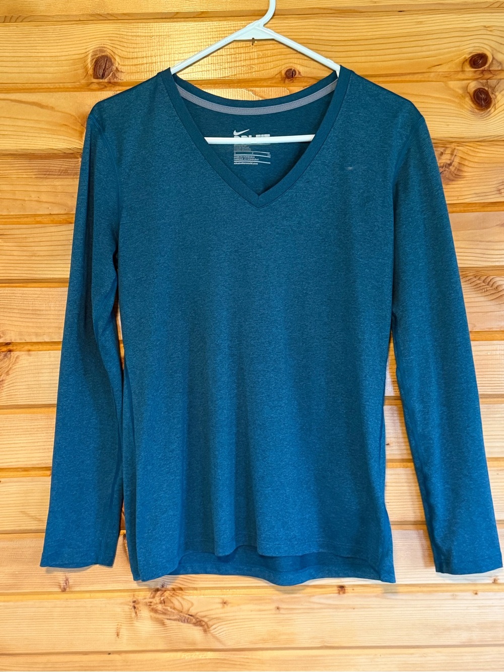 Nike Dri Fit Women's Teal V-Neck Long Sleeve Top